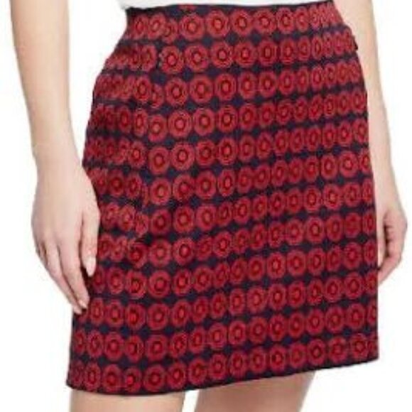 TORY SPORT Tory Burch Performance Jacquard Skirt In Tory Navy / Red Size Large - Picture 2 of 10